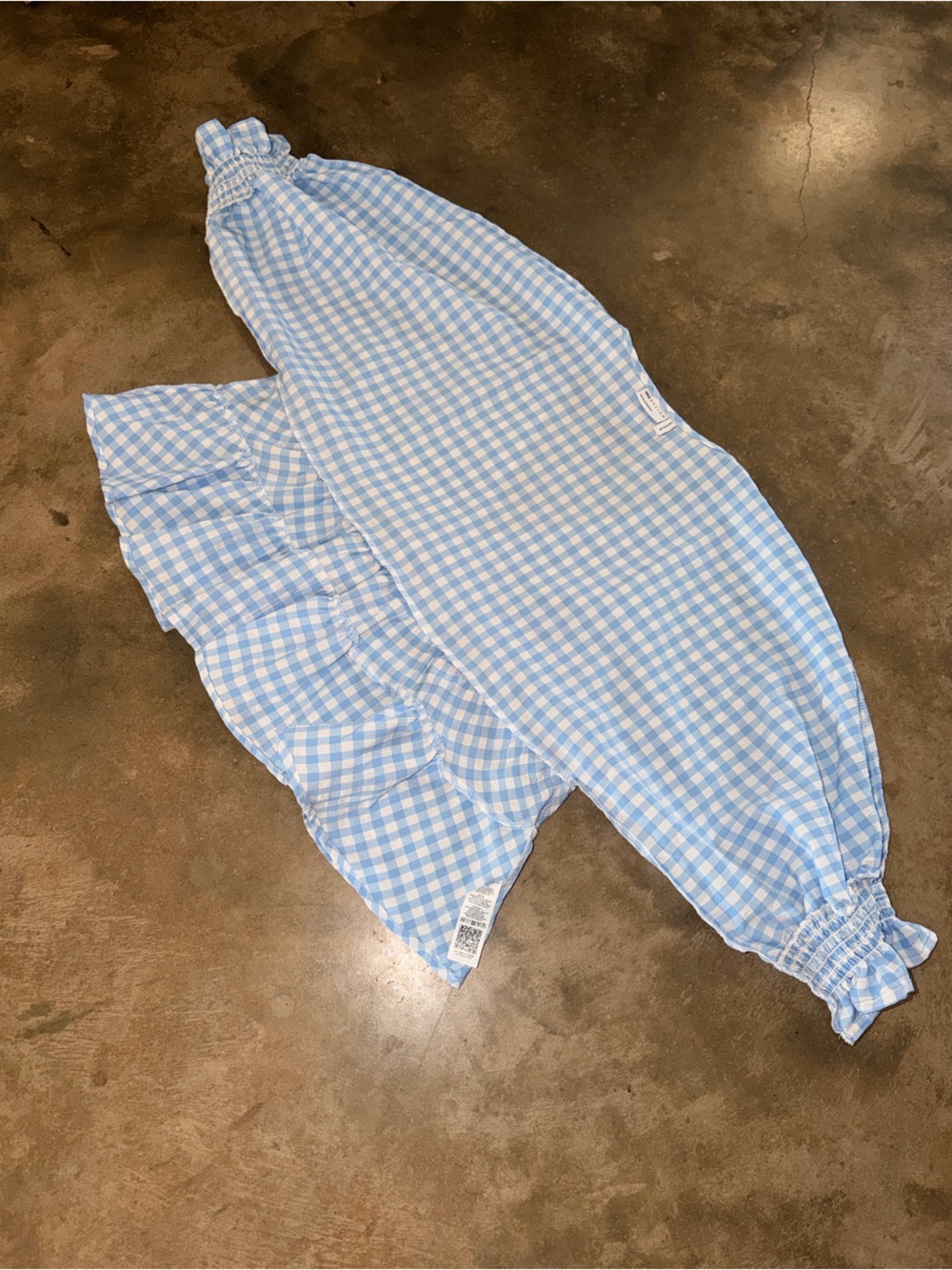 ASOS Blue Gingham Puff Sleeve Peplum Blouse Size 4 Oversized Cottagecore NWOT - Picture 9 of 11